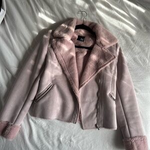 Faux Suede Pink Moto Jacket